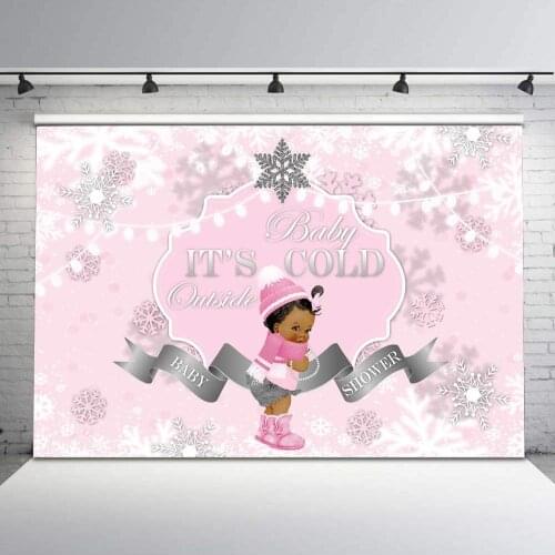 Winter Princess Happy Birthday Backdrop Pink Photography Background Holiday Celebration Photo Booth Studio Decor