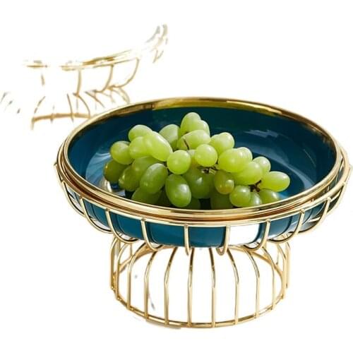 Fruit Plate Light Luxury Creative Modern Living Room Coffee Table Cake Snack Dish Household European Golden Personality High