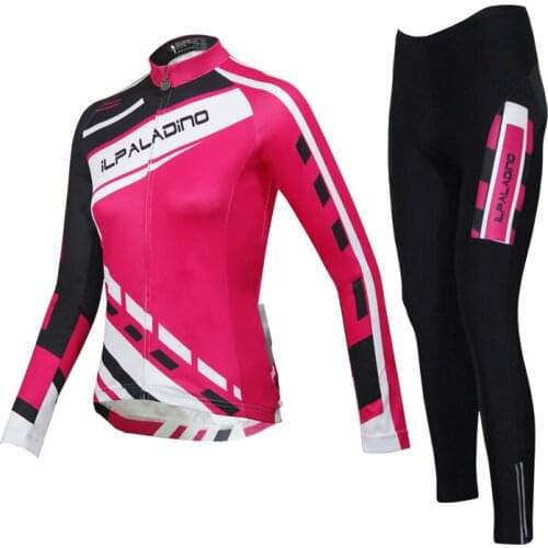 ILPALADINO 2018 Women Cycling Jersey Set Long Sleeve Suit MTB Road Team Pro Breathable Bike Bicycle Jersey Sets Sportwear
