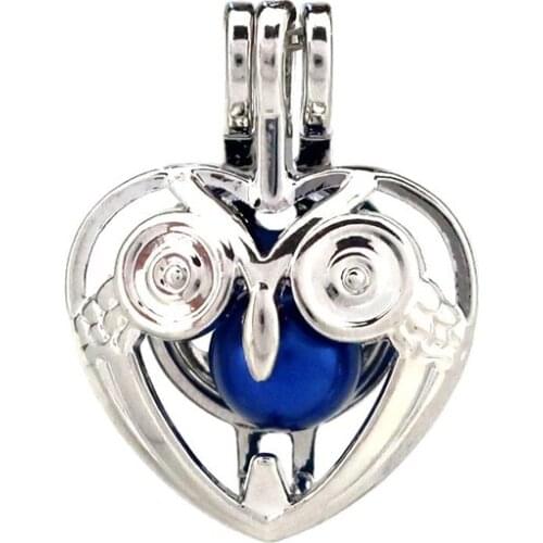 K808 5pcs/lot Alloy Color Owl Beads Cage Pendant Locket Fairytale Party Essential Oil Diffuser