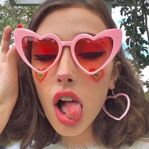 Love Heart Sunglasses Women Cute Sexy Retro Cat Eye Vintage Cheap Sun Glasses Red Female Brand Designer New Fashion