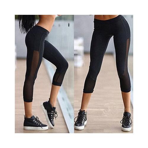 Fashion Women Ladies Lace Cropped Fitness Leggings Stretchy Casual Pants Trousers