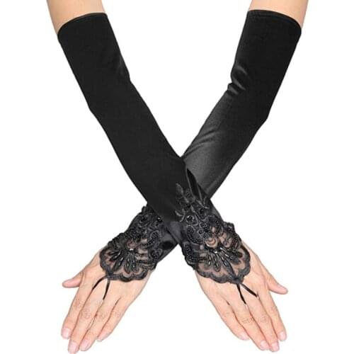 Fashion Women Gilr Gloves Touch Screen Gloves Long Elegant Flapper Evening Opera Satin Gloves for Women Elbow Length 1920s