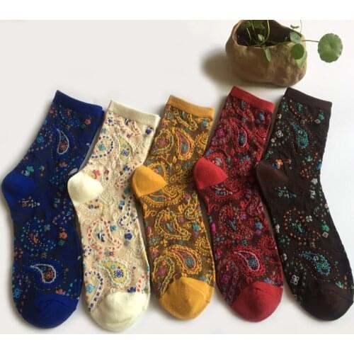 Jeseca Print Cotton Women Socks Spring Summer Fashion Harajuku Vintage Streetwear Sock Japanese Kawaii Girls Cute Christmas Sock