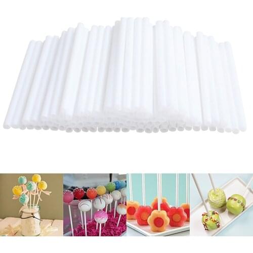 100Pcs/Lot Plastic Lollipop Stick Safe White Cake Pop Sucker Sticks For Chocolate Sugar Candy Lollypop DIY Mold Bakeware Tool