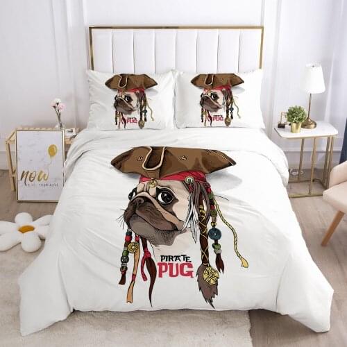 Quilt Covers Pillowcase Bedding Set White Duvet Cover Sets Comforter Case Linen Bed King Queen Size 3D Dog Cartoon Bedclothes