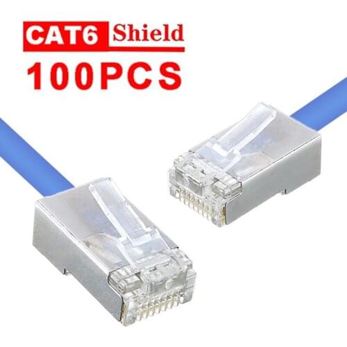 Pohiks 100pcs Durable RJ45 Crystal Network Cable Connector High Quality Shielded Plug Gold-plated Connectors