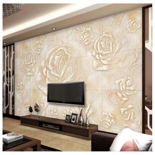 Custom photo wallpaper 3d TV wall papers murals European marble tile pattern TV sofa background wall relief mural wall papers