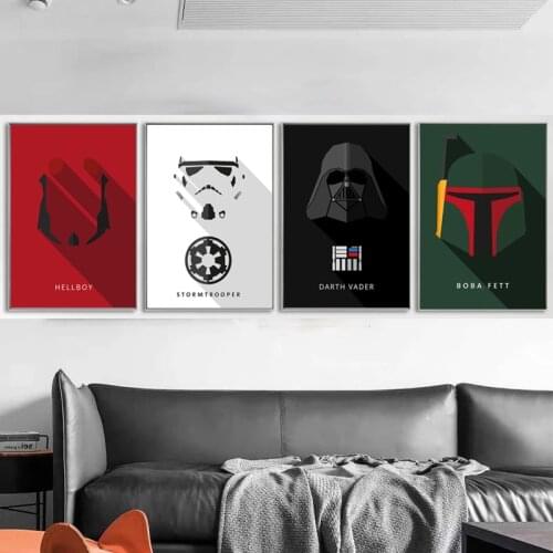 Disney Self-adhesive Wall Sticker Marvel Comic Star Wars Movie Posters and Prints Wall Art Picture for Living Room Decoration