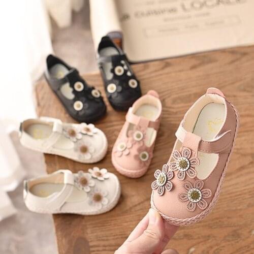 Spring Children Girls Sandals Baby Toddler Princess Flower Shoes Soft Bottom Non-slip Kids Cute Ballet Walk PU Leather Shoes