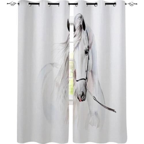 Kitchen Curtains Animal Horse Watercolor Painting Bedroom Curtains Home Item Window Curtain for Living Room