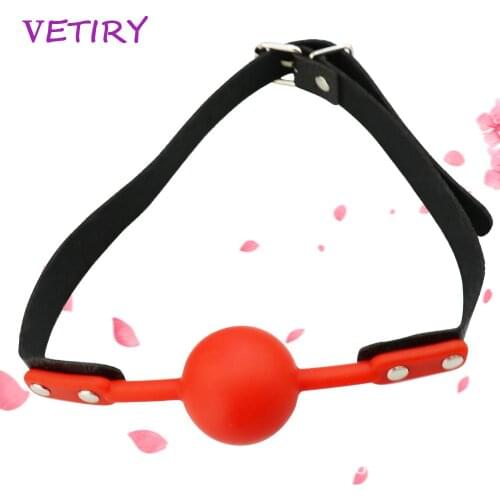 VETIRY Open Mouth Gag Ball Leather Mouth Gag Slave Oral Fixation Stuffed Flirting SM Adult Games Sex Toys for Women Couple