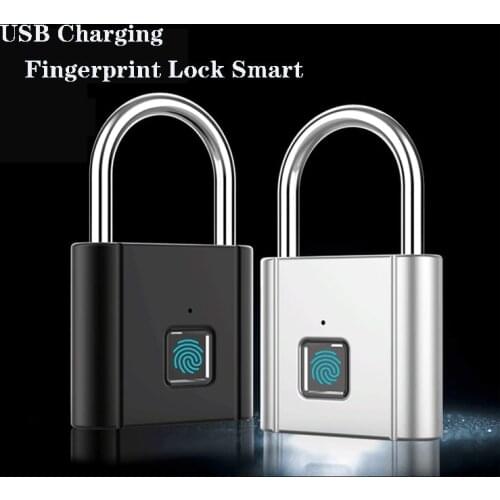 Waterproof USB Charging Fingerprint Lock Smart Padlock Door Lock Drawer Lock Biometric Cabinet Lock Unlock Portable Anti-theft