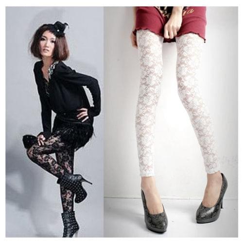 Women´s Lace Leggings Sexy Rose Print Pants Tight Sexy Long Fashion Casual Yoga Pants Home Ladies