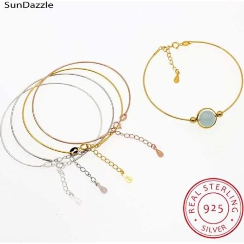 Genuine Real Pure Solid 925 Sterling Silver Bracelet Bangles Women Beads Hand Band Beading Thread Bangle DIY Jewelry Findings