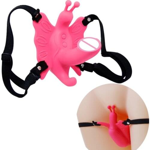 Harness Strapon Panty Butterfly Vibrator, Female Masturbation Invisible Wearable G Spot Clitoris Stimulator Wireless Vibrator