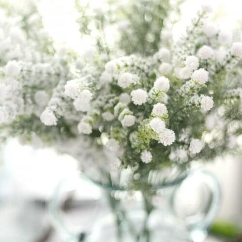 10pcs Frosted Bush Artificial Babys Breath Silk Flower Xmas Home Furnishing Wedding Arrangement Floral Fillers Free Shipping