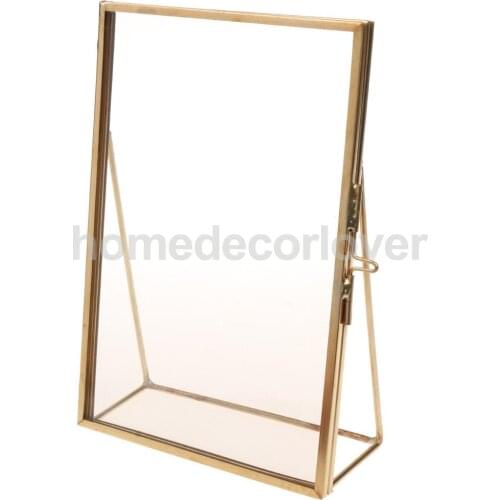 2pcs Antique Gold Brass Glass Photo Picture Frame Portrait Home Decor 4x6 inch