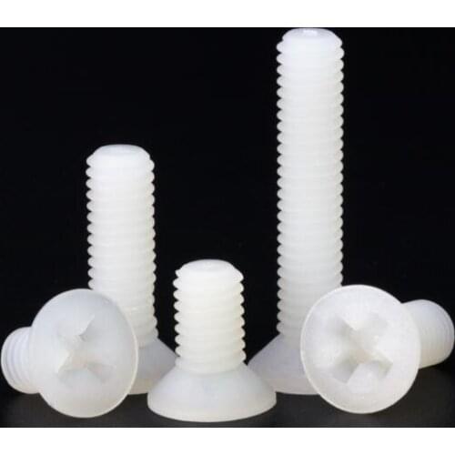 20pcs M4 plastic screws countersunk head cross nylon screw furniture decoration bolts 6mm-30mm length