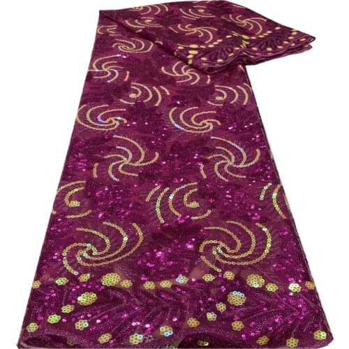 2021 African Lace Fabric High Quality French Tulle Lace Fabric With sequins Embroidery Nigeria Lace Fabric DP-125