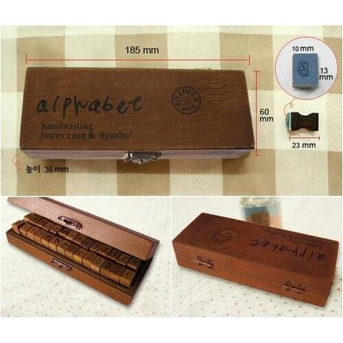 4sets/lot Romantic Handwriting Alphabet Letter Wooden Stamp Set Retro Vintage Wooden Craft Box Rubber Stamp 3 Design For Choose