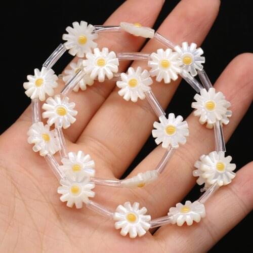 5PCS 2021 New Hot Style Natural Freshwater Shell Sun Flower-shaped Beaded Handmade Crafts for Necklaces Bracelets Jewelry Gifts