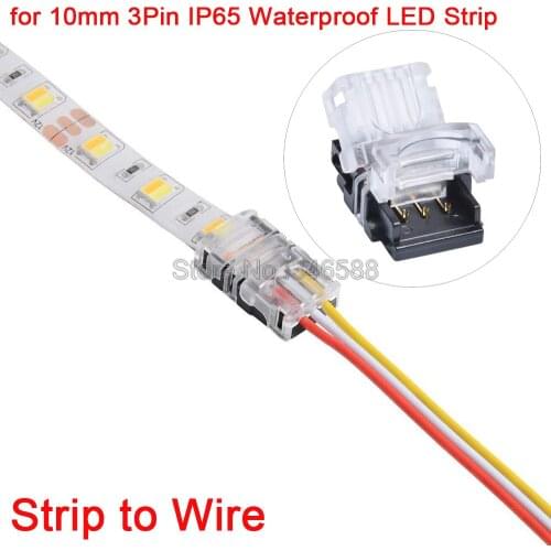 5pcs 3Pins PCB to Power Quick Connector for 10mm IP65 Waterproof Dual White CCT LED Strip to Wire Conductor Terminals Solderless