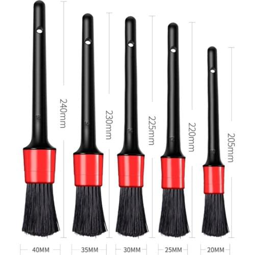 5Pcs Natural Boar Hair Detail Brush Car Cleaning Detailing Set Automotive Detailing For Car Cleaning Dirt Dust Clean Brush