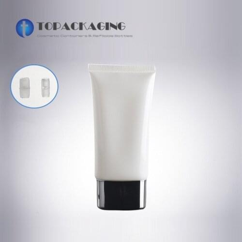 50G Facial Cleanser Tube White Plastic Refillable Bottle Hand Cream Packing Empty Cosmetic Container Sample Soft Squeeze Hose
