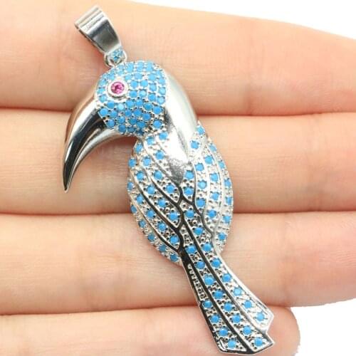 56x22mm Big Toucan Created Tanzanite Tourmaline Womans Jewelry Making Silver Pendant