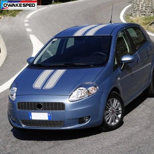 Car Hood Bonnet Sport Sticker For-Fiat Punto Auto Engine Cover Roof Tail Stripes Auto Whole Vinyl Decal Exterior Accessories