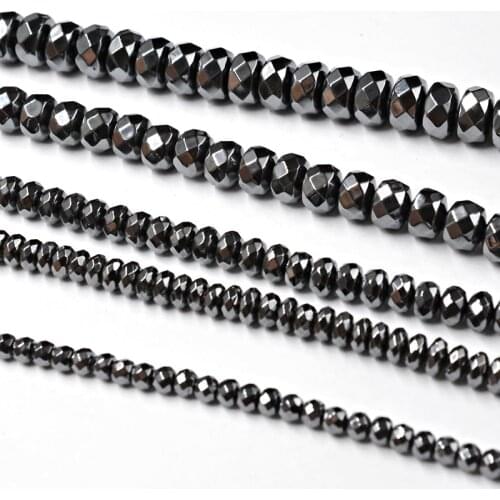 Free Shipping Natural Wide Flat Beads Black Hematite Beads 4/5/6/8/10 MM Chain Select Size Jewelry Make DIY Bracelet Necklace