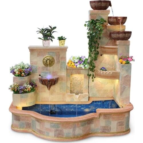 TT Large European-Style Rockery Water Landscape Fountain Fish Pond Courtyard Home Floor Loop Screen Fortune Decoration