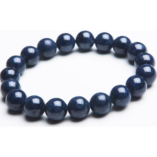 10mm Deep Blue Natural Stone Bracelets Women Men Stretch Powerful Healing Crystal Round Bead Bracelet