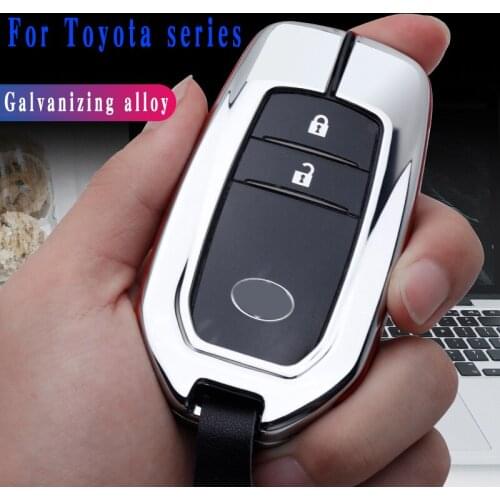 For Toyota Mark X Corolla RAV-4 Prado Carola 2 3 Buttons Remote Keyless Galvanized Alloy Leather splicing Car Key Cover Case