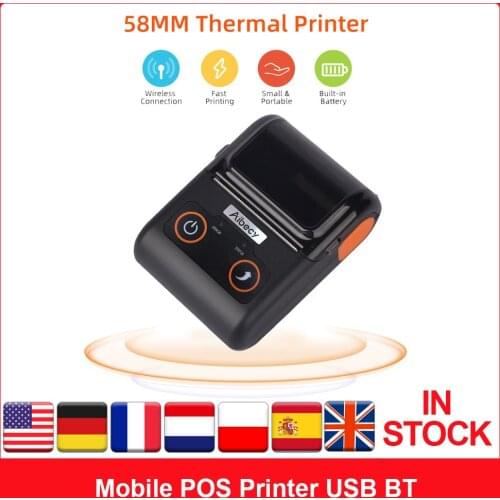 Aibecy Receipt Printer 58MM Thermal Printer Mobile POS Printer USB BT ESC/POS Command Compatible with Windows Android iOS