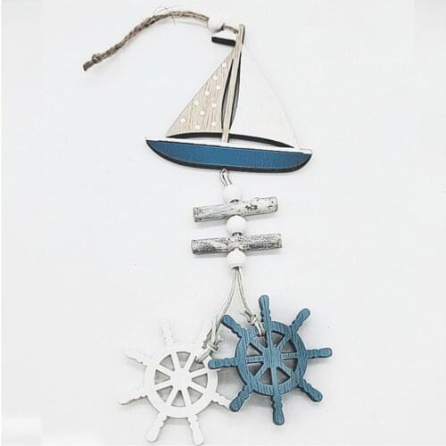 Mediterranean style Wooden Crafts Sailboat Rudder and Fish Cute Hanging Ornaments Home Decor Accessories