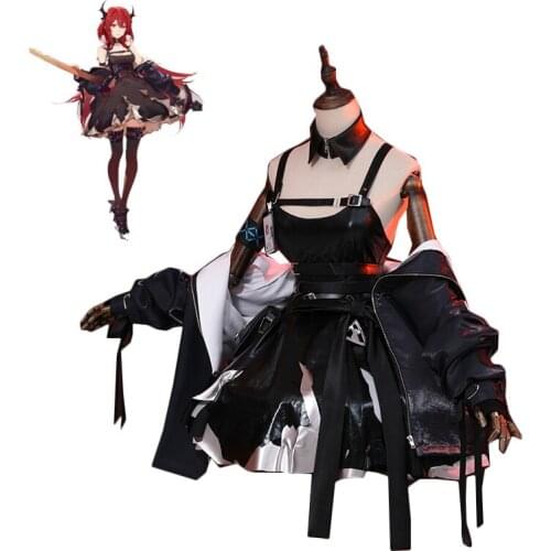 Game! Arknights Surtr Cosplay Costume RHODES ISLAND Gothic Suit Women Dress Coat Halloween Carnival Party Uniforms