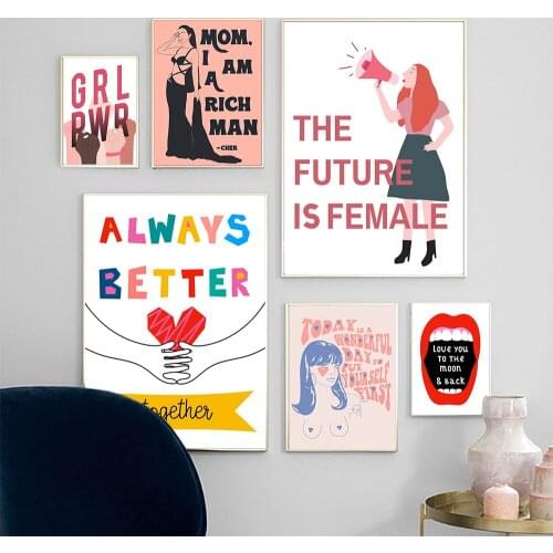 Retro Canvas Painting Feminism Art Prints Girl Power Quote Poster Self Love Feminism Wall Painting Living Room Home Decoration