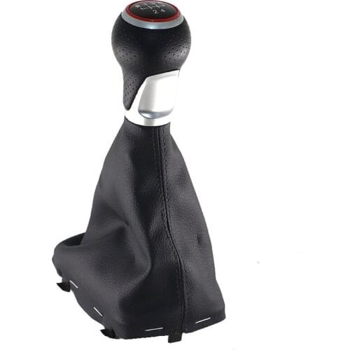 5 / 6 Speed Leather Gear Shift Knob With Leather Gaiter Boot Cover Black Stitch Car Styling 12mm For Audi A3 S3 2001 2002 2003