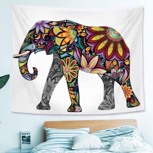Colorful Elephant India Tapestry 3D Style Hippie Boho Wallies Mandala Fabric Mat Living Room Decor Polyester Thin Blanket
