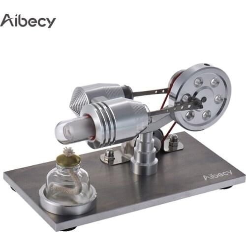 Aibecy Mini Hot Air Stirling Engine Motor Model Heat Power Electricity Generator Machine with LED Light Educational Toy Physics