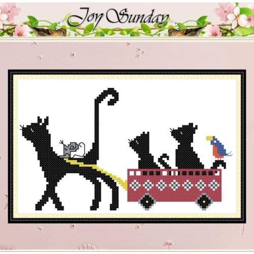 Free Ride cat animals Counted Cross Stitch 11CT Printed 14CT Cross Stitch Sets wholesale Cross-stitch Kits Embroidery Needlework