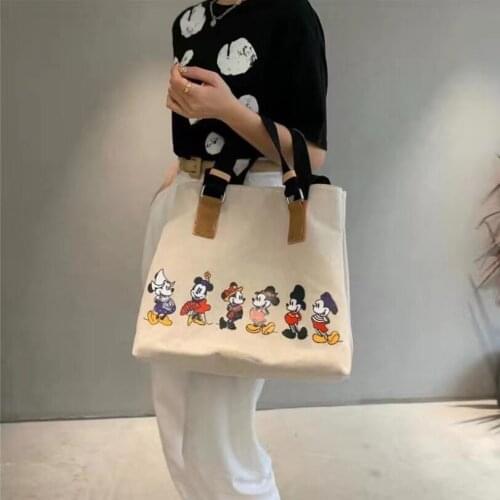 2020 new Disney Korean canvas bag large-capacity tote bag Mickey mouse women fashion print shoulder diagonal bag