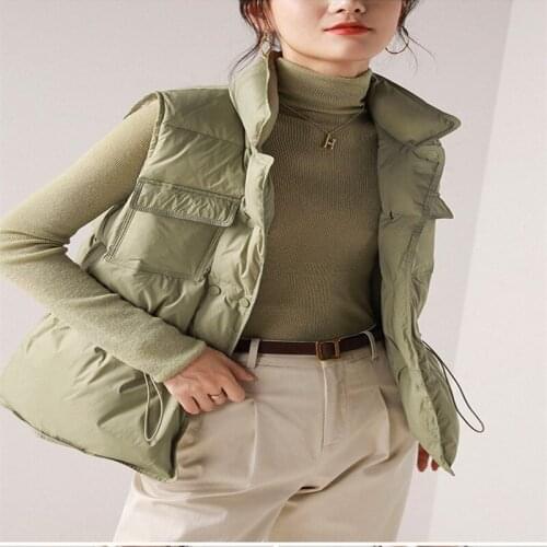 New Ultra Light Down Vest Women Short Vest Windproof Lightweight Warm Waistcoat Female White Duck Down Down Coat Sleeveless