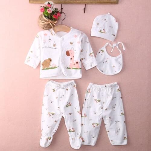 0-3M Newborn Baby Unisex Clothes Underwear Animal Print Shirt and Pants 2PCS Boys Girls Cotton Soft Baby Clothing Sleepwear