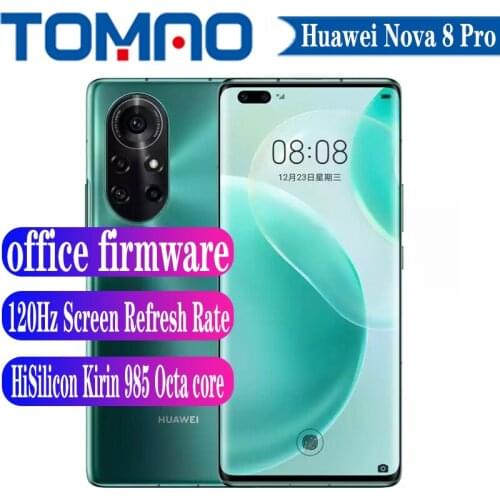Original Huawei Nova 8 Pro 5G 120Hz Android 10 Mobile phone Octa Core HiSilicon Kirin 985 6.72 inch 4000Mah 66W 64MP Camera NFC