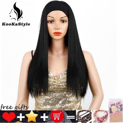 Aisibeauty Headband Wigs for Black Women Synthetic Long Straight Wigs Natural Hair High Temperature Fiber Hair for Day Life