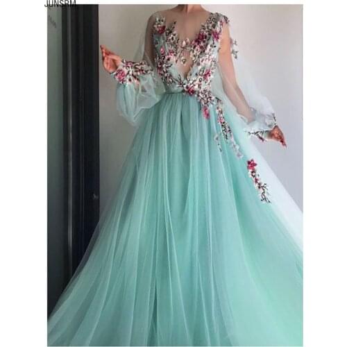 Princess 2019 A Line Prom Dresses Jewel Appliques Flower Long Lace Evening Gowns Quinceanera Custom Made Bridal Guest Dress