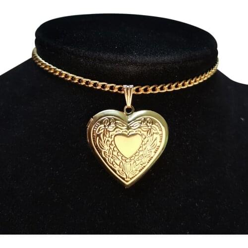 35+5cm Heart Shaped Friend Photo Picture Frame Locket Pendant Choker Necklace Romantic Fashion Jewelry Gift Dropshipping